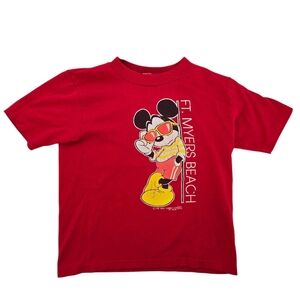 Vintage 1990s Y2K Disney Mickey Mousr Ft. Myers Beach red t-shirt